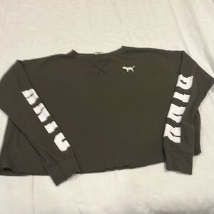 Victoria secret army green long sleeve crop tee